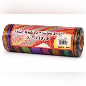 NWT Multi Wide Foil Stripe Mesh 10.5” x 10 Yards (2 rolls) Wreath Supply
